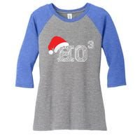 Ho Ho Ho X 3 Third Power Funny Christmas Holiday Humor Gift Women's Tri-Blend 3/4-Sleeve Raglan Shirt