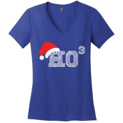 Ho Ho Ho X 3 Third Power Funny Christmas Holiday Humor Gift Women's V-Neck T-Shirt