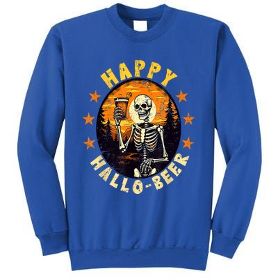 Halloween Happy HalloBeer Vintage Skeleton Drinking Beer Sweatshirt