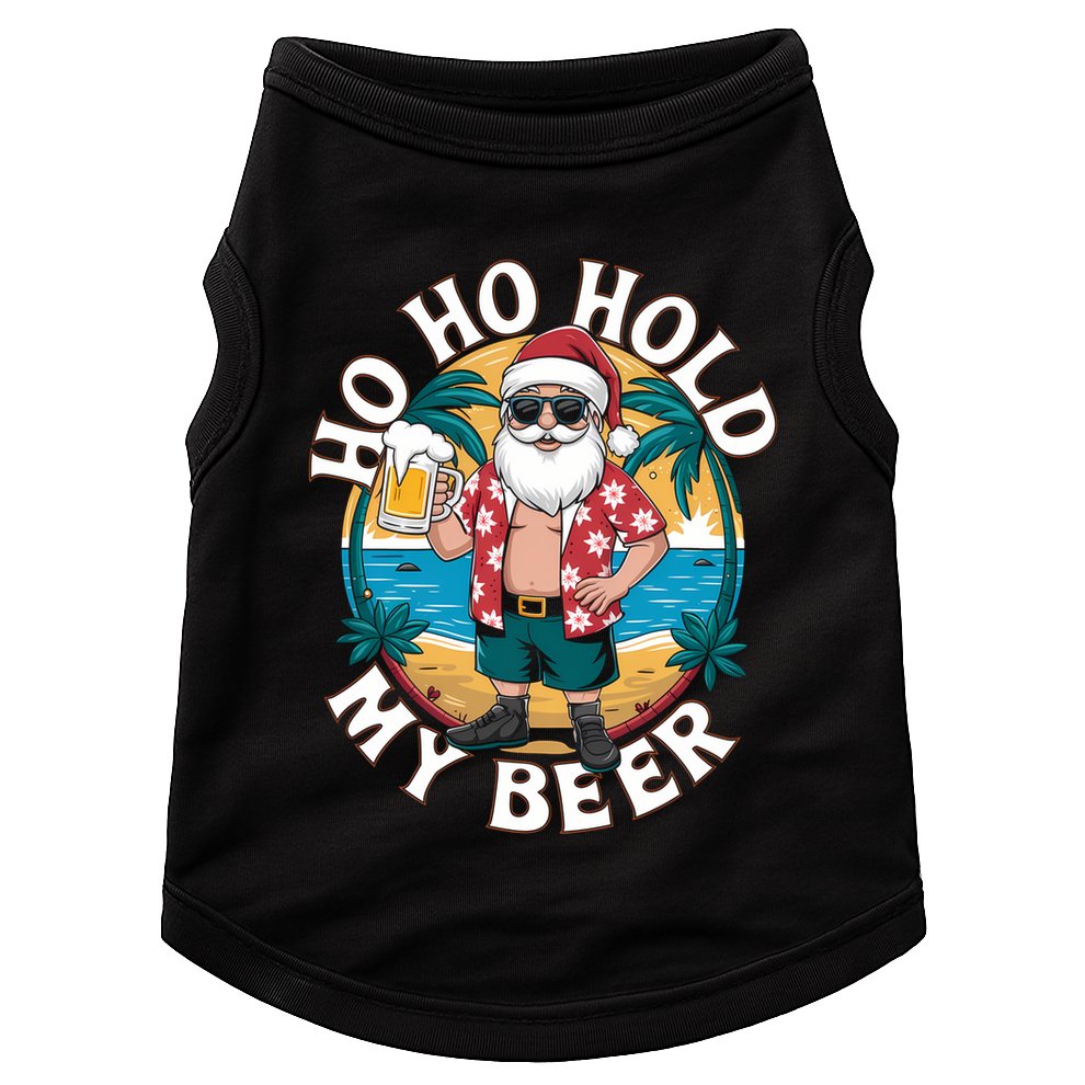 Ho Ho Hold My Beer Ing Santa Christmas In July Xmas Gift Doggie Tank