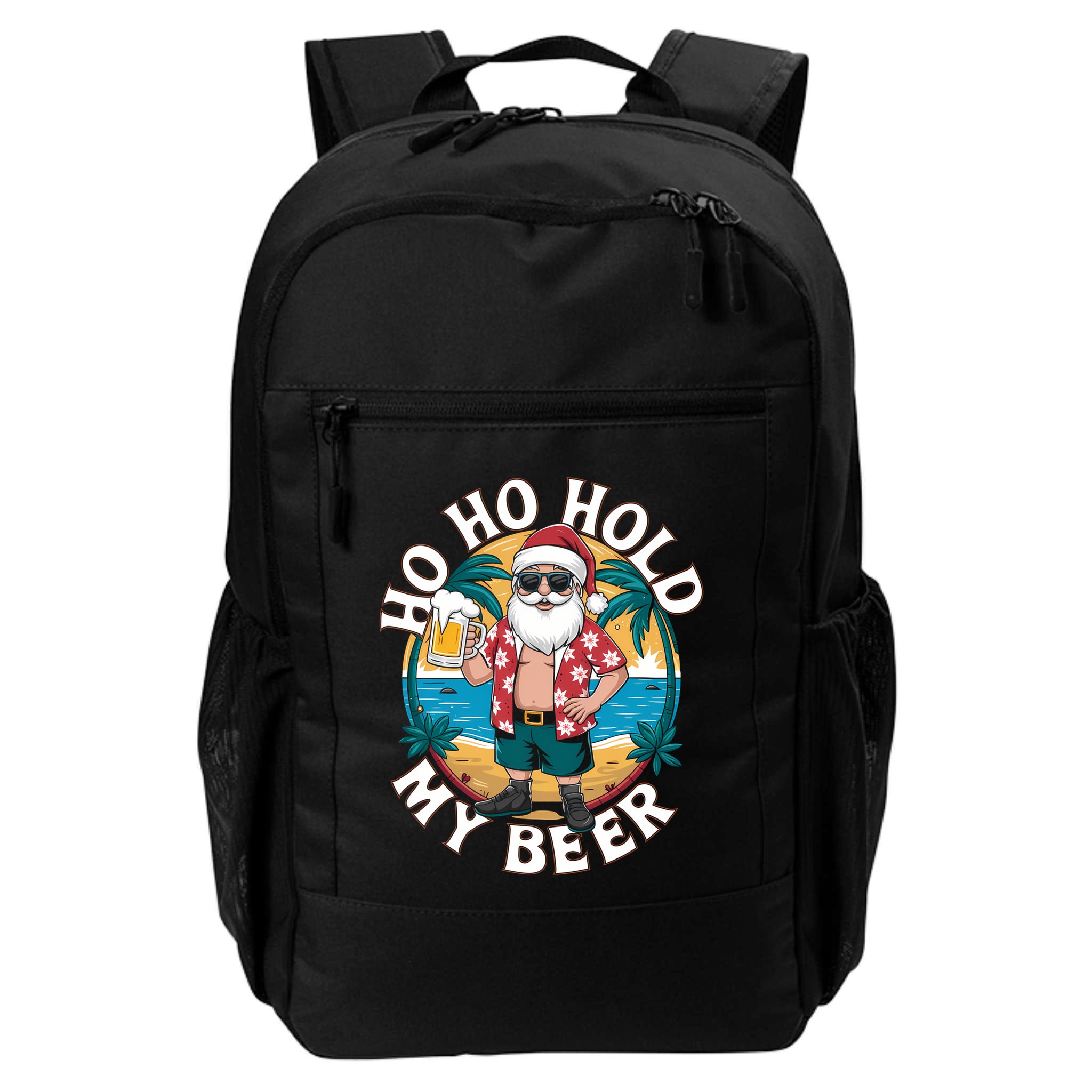 Ho Ho Hold My Beer Ing Santa Christmas In July Xmas Gift Backpack