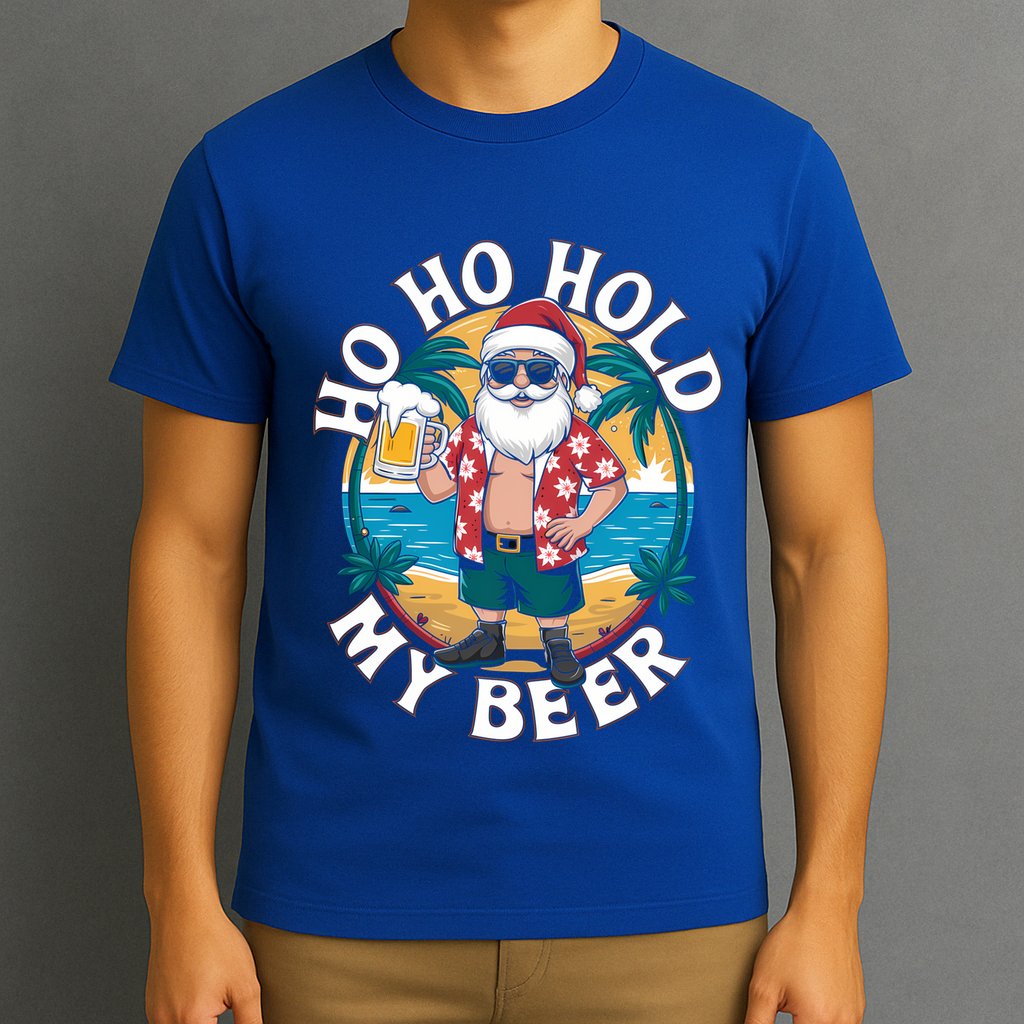 Ho Ho Hold My Beer Ing Santa Christmas In July Xmas Gift T-Shirt