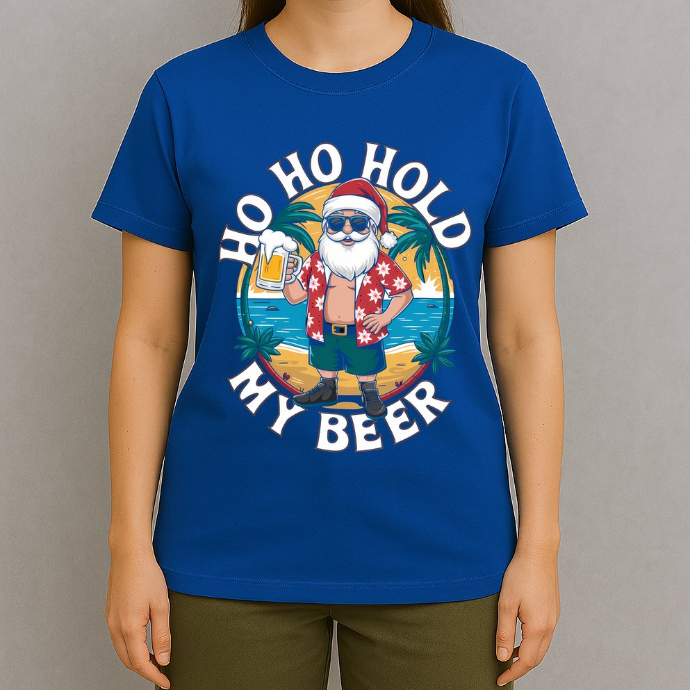 Ho Ho Hold My Beer Ing Santa Christmas In July Xmas Gift T-Shirt
