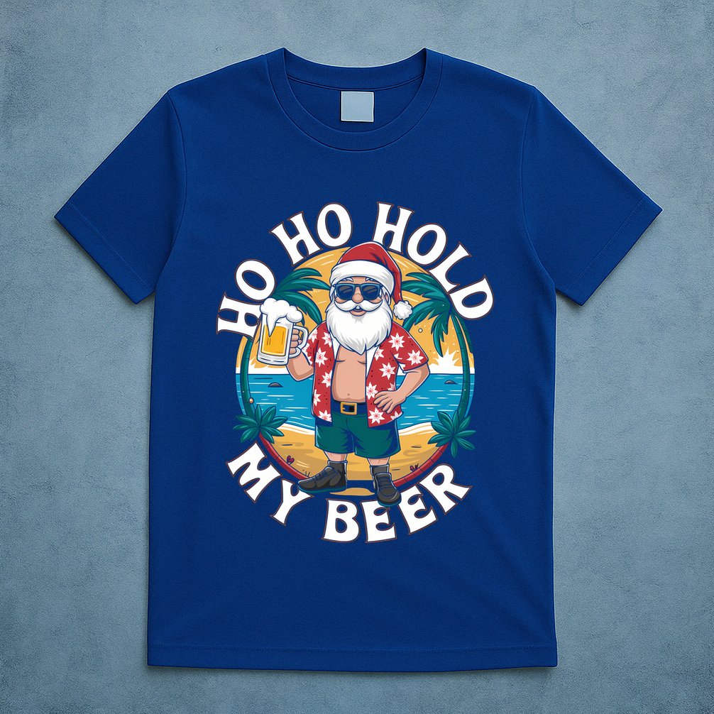 Ho Ho Hold My Beer Ing Santa Christmas In July Xmas Gift T-Shirt