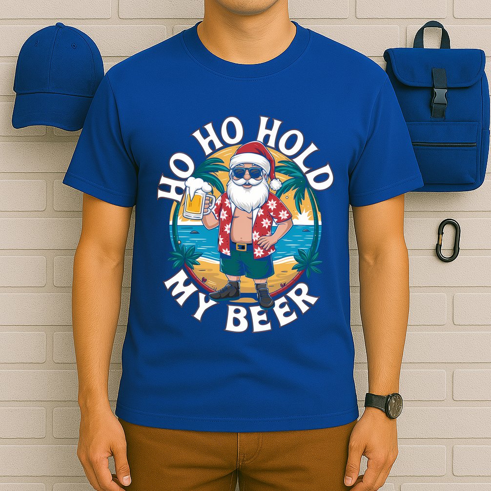 Ho Ho Hold My Beer Ing Santa Christmas In July Xmas Gift T-Shirt