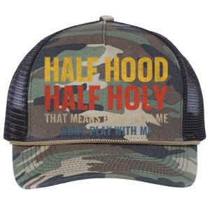 Half Hood Half Holy Pray With Me Don't Play With Me Funny Gift Retro Rope Trucker Hat Cap