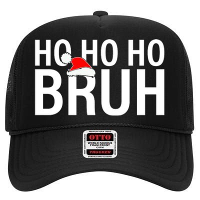 Ho Ho Ho Bruh Santa Hat Funny Christmas High Crown Mesh Back Trucker Hat