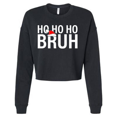 Ho Ho Ho Bruh Santa Hat Funny Christmas Cropped Pullover Crew