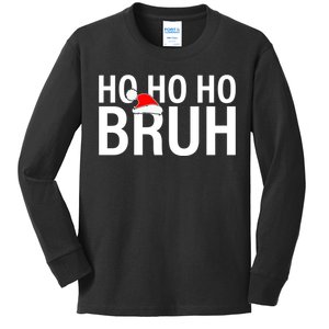 Ho Ho Ho Bruh Santa Hat Funny Christmas Kids Long Sleeve Shirt