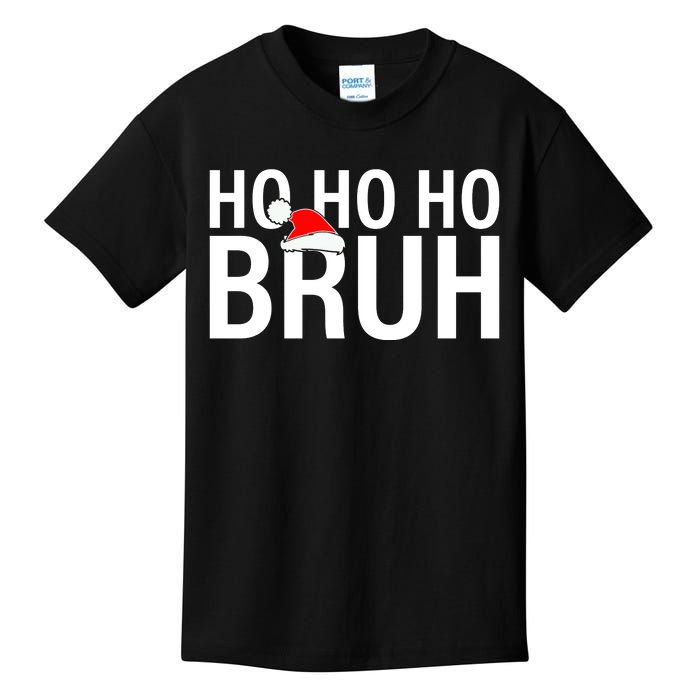 Ho Ho Ho Bruh Santa Hat Funny Christmas Kids T-Shirt