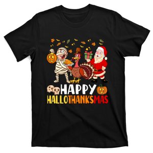 Happy HalloThanksMas Halloween Thanksgiving Christmas T-Shirt