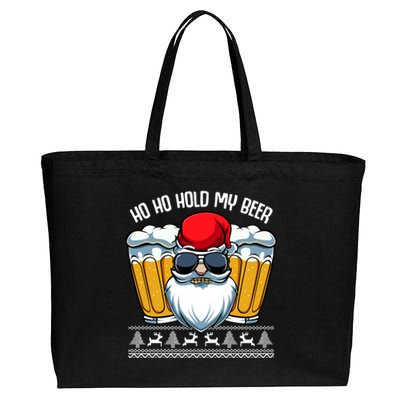 Ho Ho Hold My Beer Santa Claus Christmas Ing Party Gift Cotton Canvas Jumbo Tote