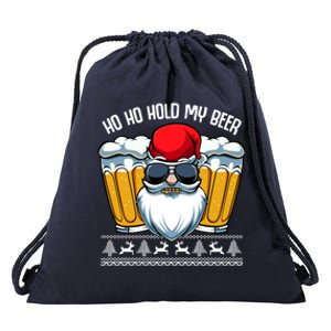 Ho Ho Hold My Beer Santa Claus Christmas Ing Party Gift Drawstring Bag