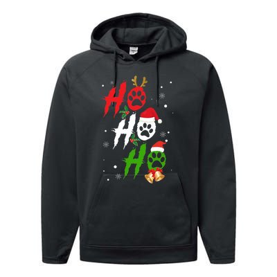 Ho Ho Ho Paw Christmas Funny Dog Lover Gifts For Xmas Performance Fleece Hoodie