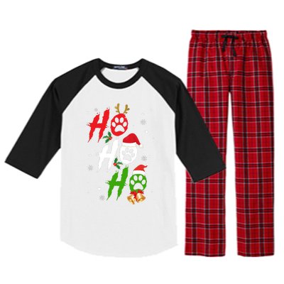 Ho Ho Ho Paw Christmas Funny Dog Lover Gifts For Xmas Raglan Sleeve Pajama Set