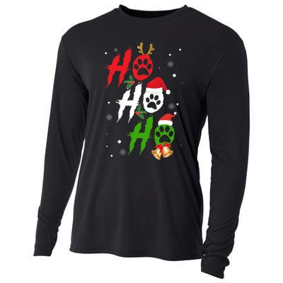 Ho Ho Ho Paw Christmas Funny Dog Lover Gifts For Xmas Cooling Performance Long Sleeve Crew