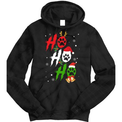 Ho Ho Ho Paw Christmas Funny Dog Lover Gifts For Xmas Tie Dye Hoodie