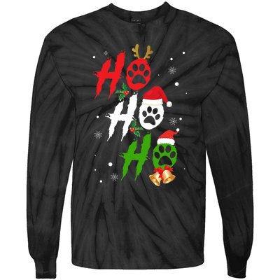 Ho Ho Ho Paw Christmas Funny Dog Lover Gifts For Xmas Tie-Dye Long Sleeve Shirt