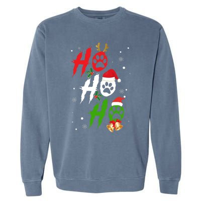 Ho Ho Ho Paw Christmas Funny Dog Lover Gifts For Xmas Garment-Dyed Sweatshirt