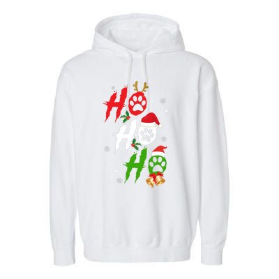 Ho Ho Ho Paw Christmas Funny Dog Lover Gifts For Xmas Garment-Dyed Fleece Hoodie