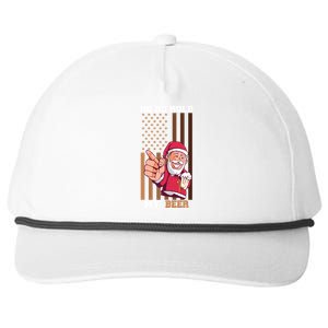 Ho Ho Hold Beer Santa Usa Flag Xmas Party Christmas In July Gift Snapback Five-Panel Rope Hat