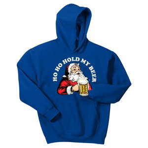 Ho Ho Hold My Beer Funny Santa Claus Christmas Gift Kids Hoodie