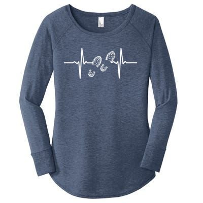 Heartbeat Heartline Hiking Mountain Boots Valentine's Day Funny Gift Women's Perfect Tri Tunic Long Sleeve Shirt