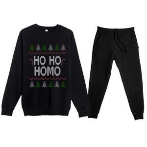 Ho Ho Ho Homo Homosexual Lgbt Ugly Christmas Gift Premium Crewneck Sweatsuit Set