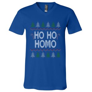 Ho Ho Ho Homo Homosexual Lgbt Ugly Christmas Gift V-Neck T-Shirt