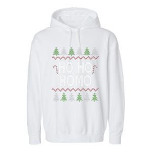 Ho Ho Ho Homo Homosexual Lgbt Ugly Christmas Gift Garment-Dyed Fleece Hoodie