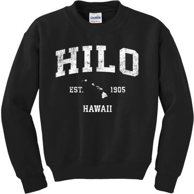 Hilo Hawaii Hi Vintage Sports Kids Sweatshirt