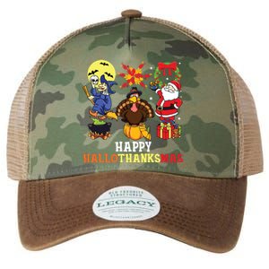 Happy Hallothanksmas Halloween Thanksgiving Christmas Legacy Tie Dye Trucker Hat