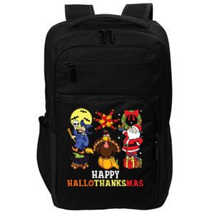 Happy Hallothanksmas Halloween Thanksgiving Christmas Impact Tech Backpack