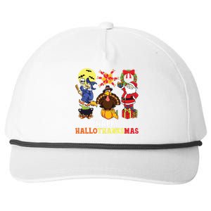 Happy Hallothanksmas Halloween Thanksgiving Christmas Snapback Five-Panel Rope Hat