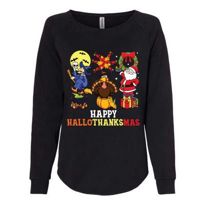 Happy Hallothanksmas Halloween Thanksgiving Christmas Womens California Wash Sweatshirt