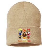 Happy Hallothanksmas Halloween Thanksgiving Christmas Sustainable Knit Beanie