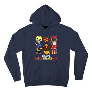 Happy Hallothanksmas Halloween Thanksgiving Christmas Tall Hoodie