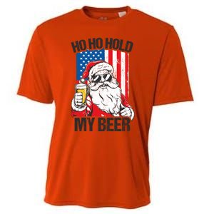 Ho Ho Hold My Beer Santa Beer Christmas In July Gift Cooling Performance Crew T-Shirt