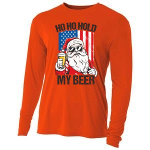 Ho Ho Hold My Beer Santa Beer Christmas In July Gift Cooling Performance Long Sleeve Crew