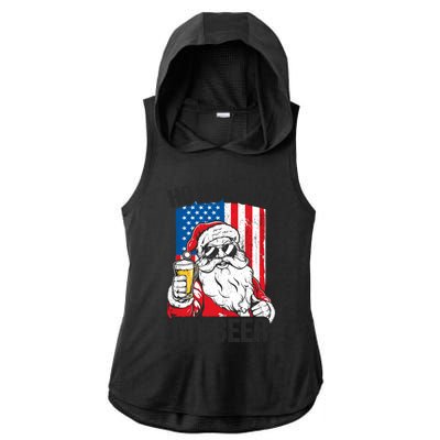 Ho Ho Hold My Beer Santa Beer Christmas In July Gift Ladies PosiCharge Tri-Blend Wicking Draft Hoodie Tank