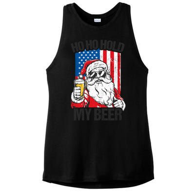 Ho Ho Hold My Beer Santa Beer Christmas In July Gift Ladies PosiCharge Tri-Blend Wicking Tank