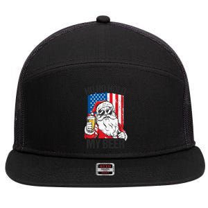 Ho Ho Hold My Beer Santa Beer Christmas In July Gift 7 Panel Mesh Trucker Snapback Hat