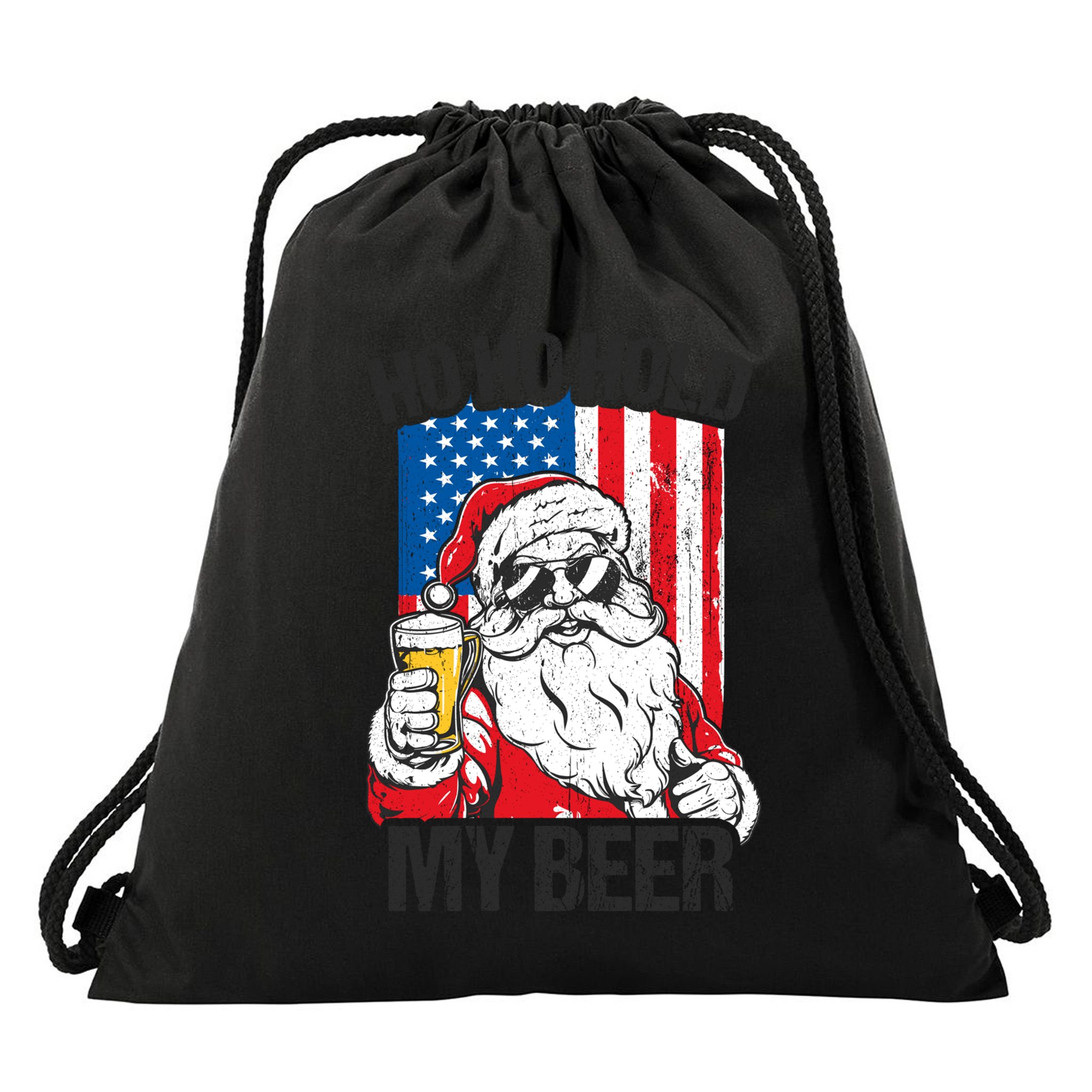Ho Ho Hold My Beer Santa Beer Christmas In July Gift Drawstring Bag