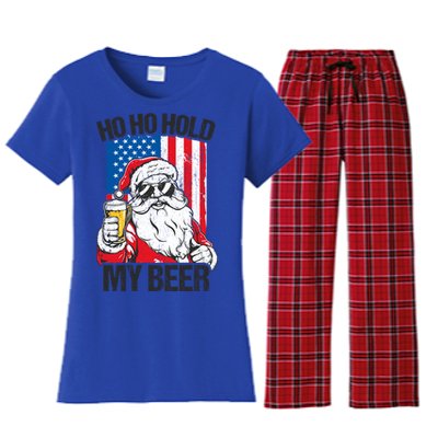 Ho Ho Hold My Beer Santa Beer Christmas In July Gift Women's Flannel Pajama Set