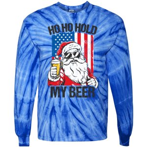 Ho Ho Hold My Beer Santa Beer Christmas In July Gift Tie-Dye Long Sleeve Shirt