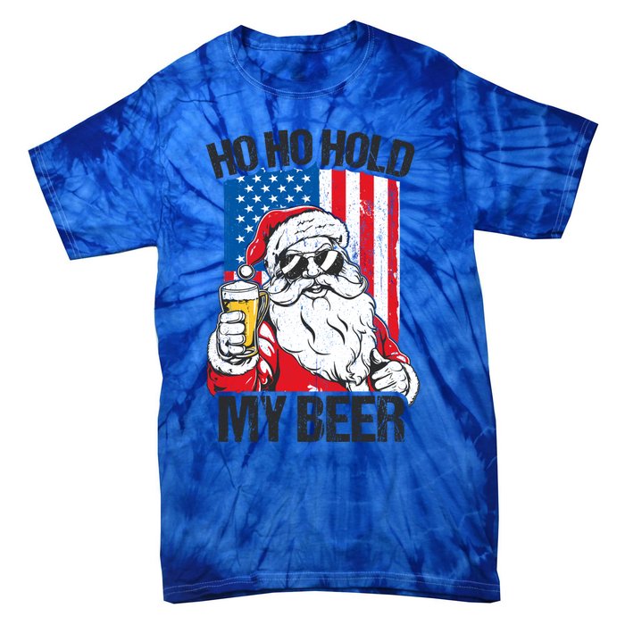 Ho Ho Hold My Beer Santa Beer Christmas In July Gift Tie-Dye T-Shirt