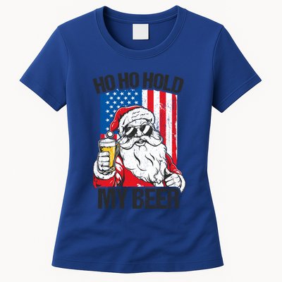 Ho Ho Hold My Beer Santa Beer Christmas In July Gift Womens T-Shirt