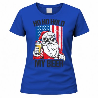 Ho Ho Hold My Beer Santa Beer Christmas In July Gift Women's T-Shirt