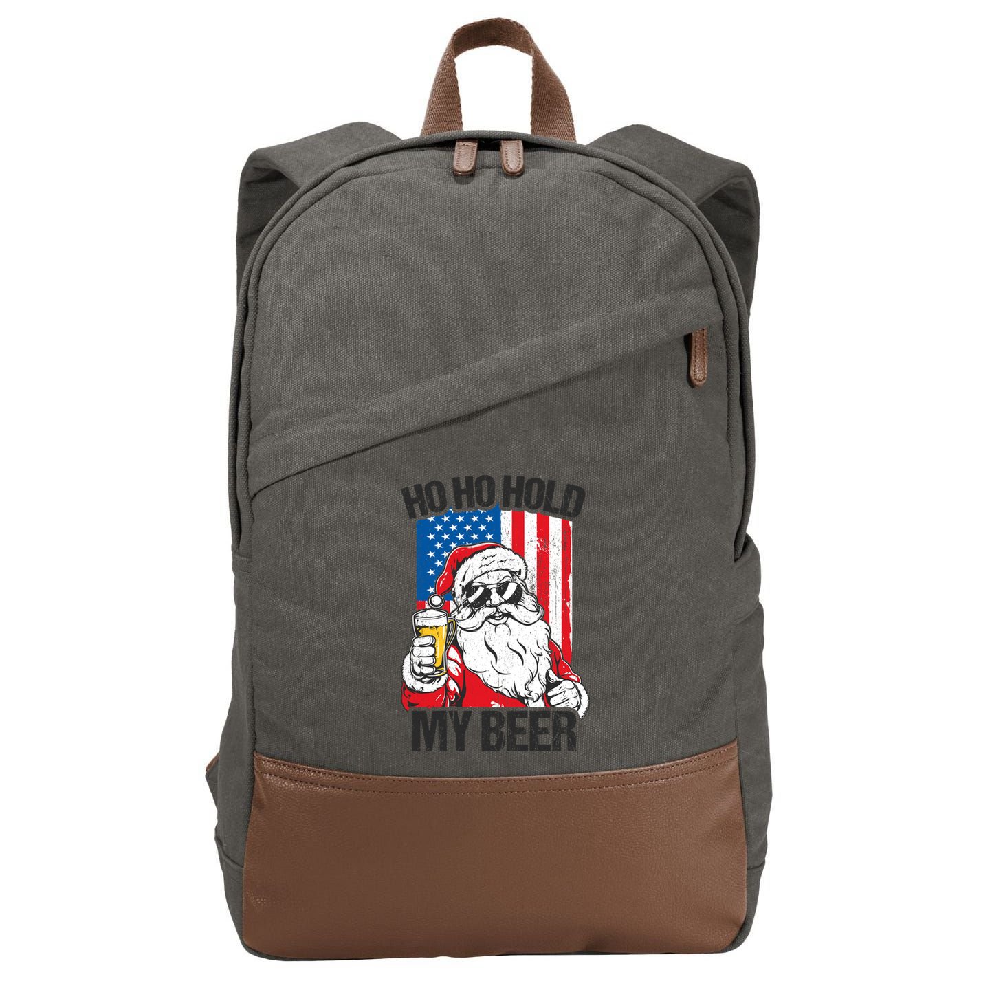Ho Ho Hold My Beer Santa Beer Christmas In July Gift Cotton Canvas Backpack