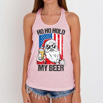 Ho Ho Hold My Beer Santa Beer Christmas In July Gift Women's Knotted Racerback Tank